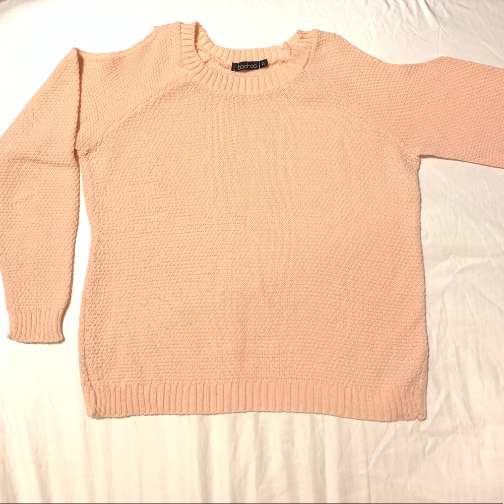 Cold Shoulder Knit Sweater - Peach